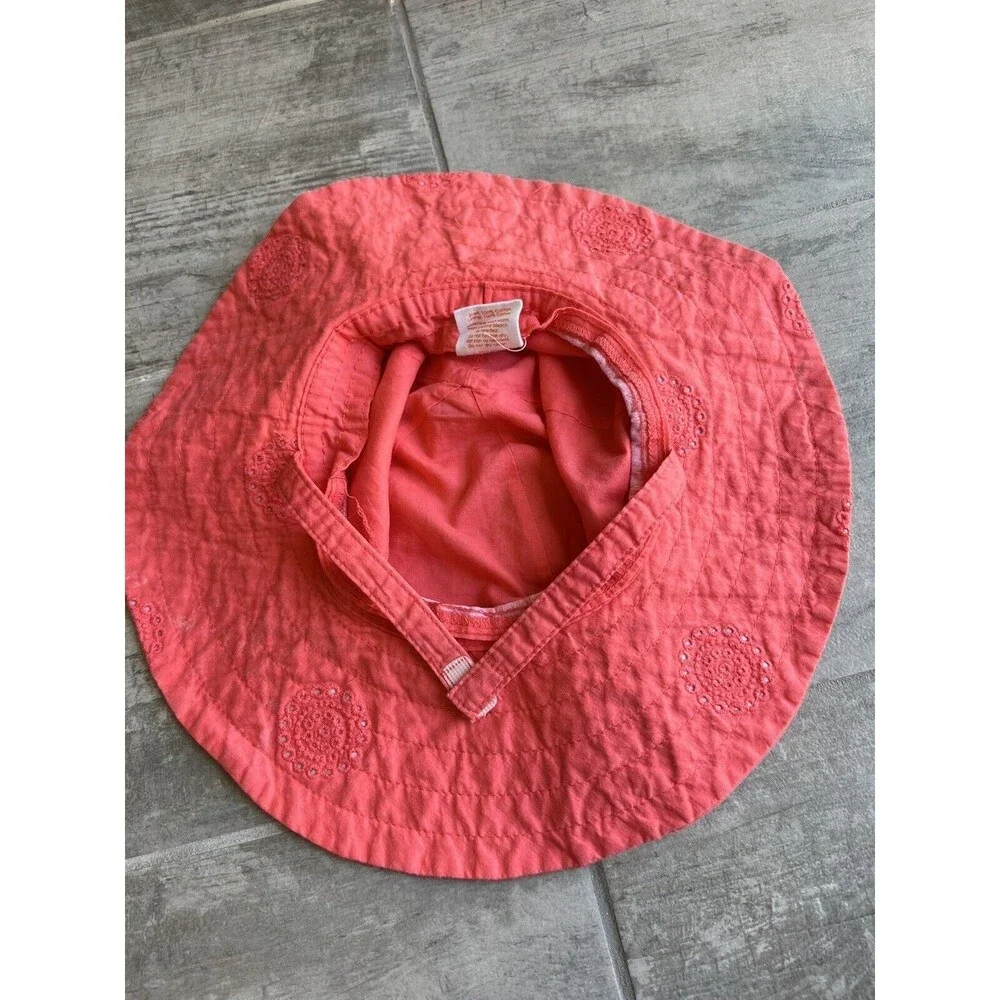 GIGGLE Healthy Happy Baby Pink Eyelet Cotton Beach Summer Sun Bucket Hat 6-12m